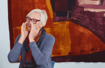 GIF of Claire Benn yelling out