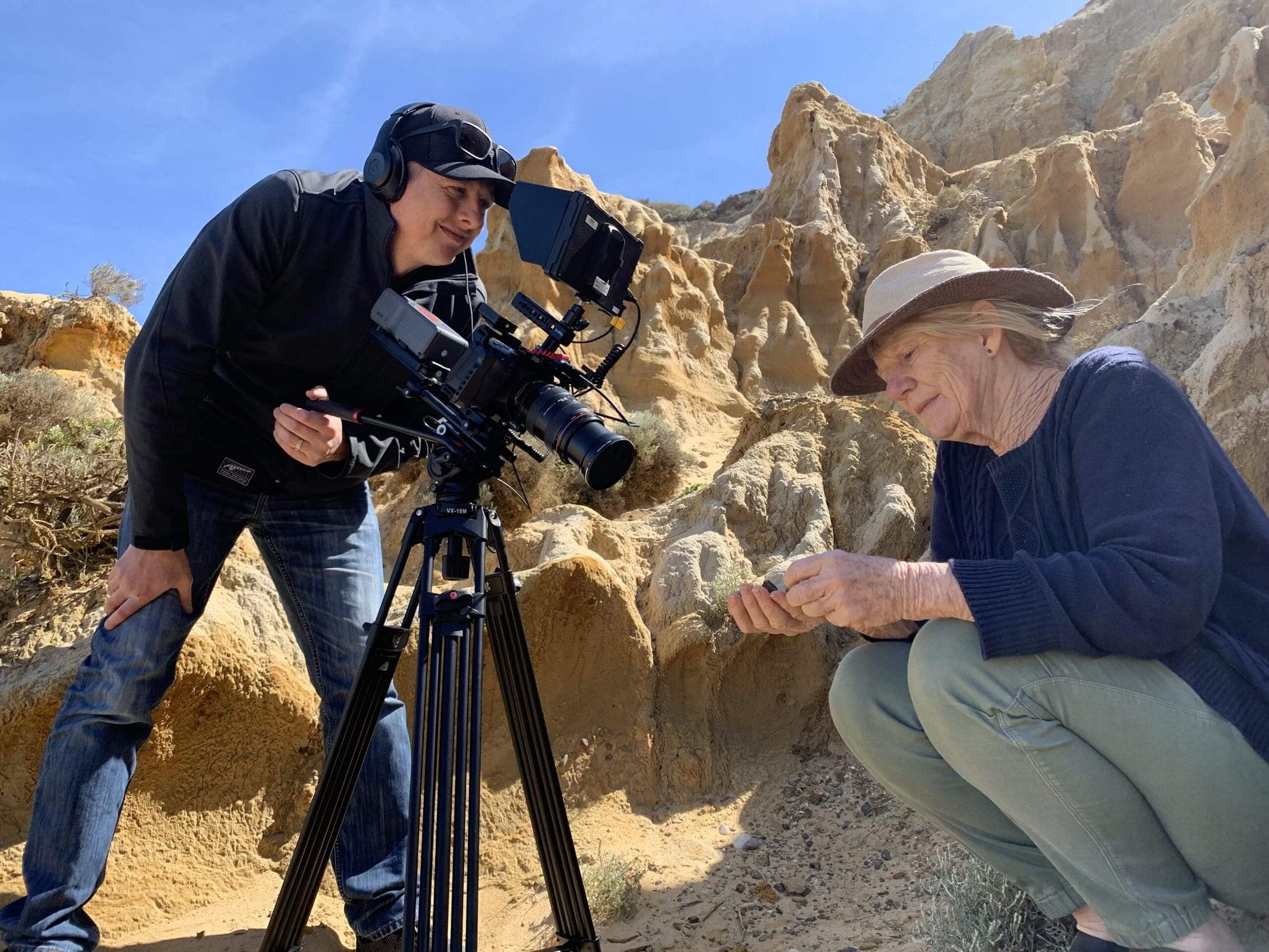 Ang from Fibre Arts Take Two on location filming with Josephine Jakobi