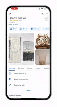 Google Reviews shown on scrolling screen on mobile phone