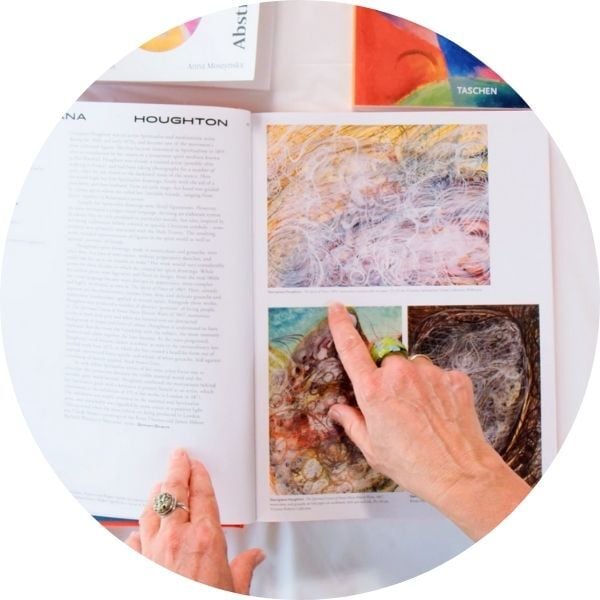 Kagemann Abstract Composition  hand pointing at book