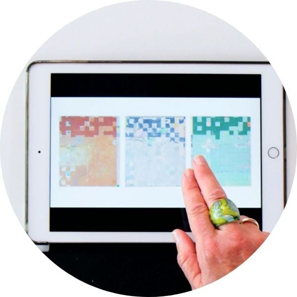Kagemann Abstract Composition  hand pointing to ipad