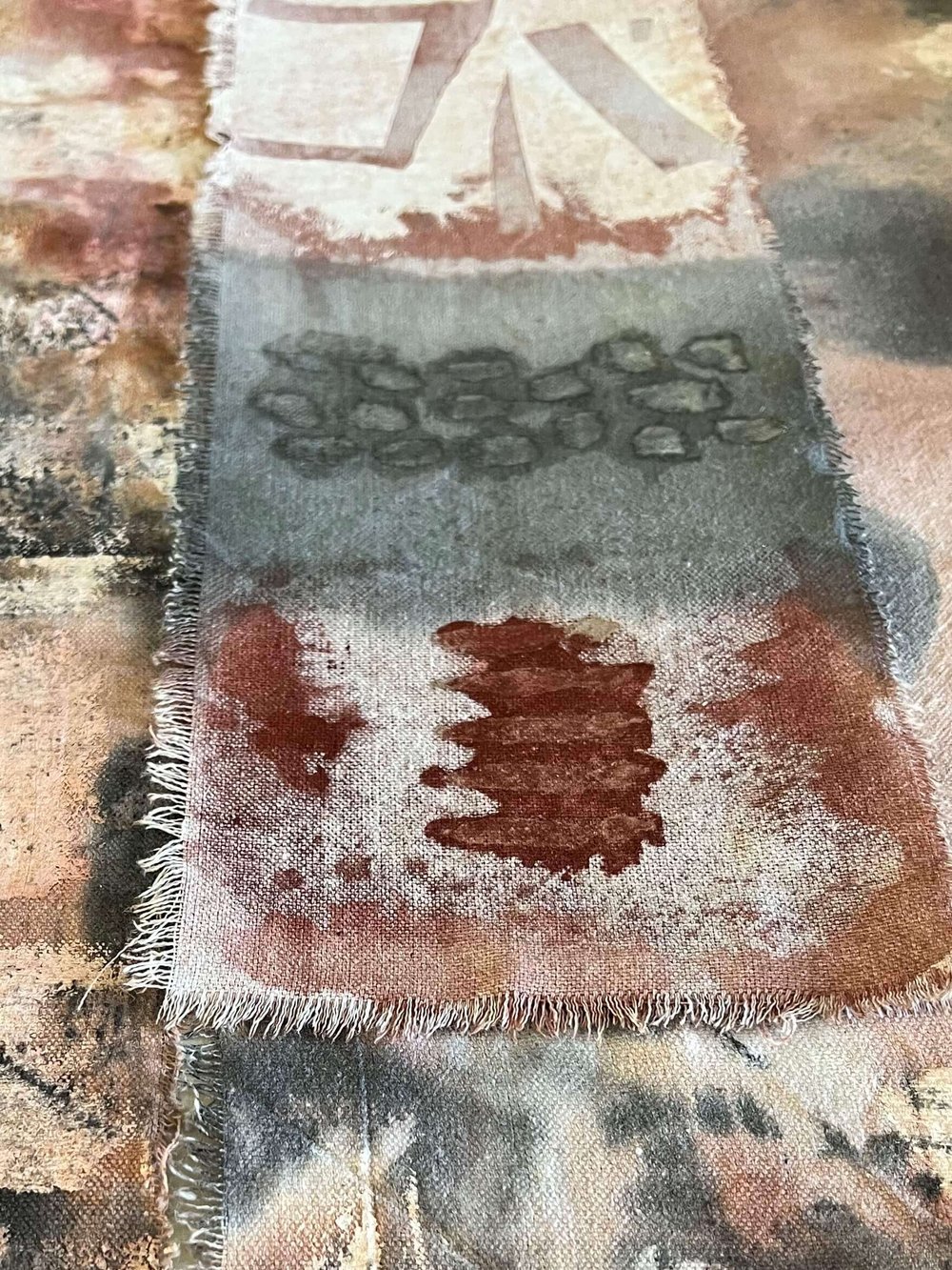 Lorna Crane fabric during artwork process