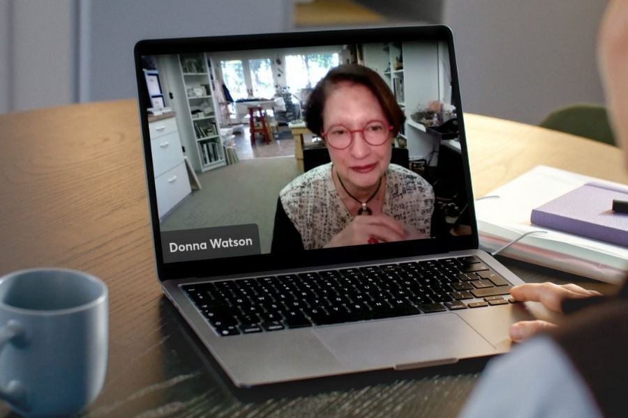 Donna watson on a live call with a student