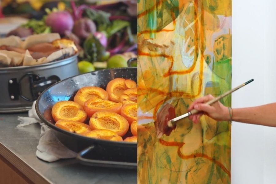 Nicola Bennett Apricots and painting